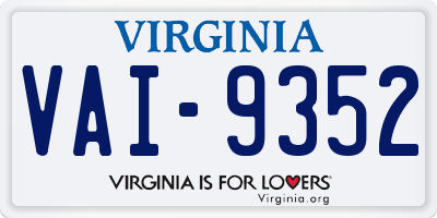VA license plate VAI9352