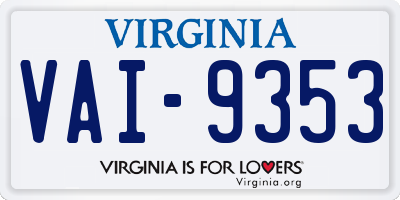 VA license plate VAI9353