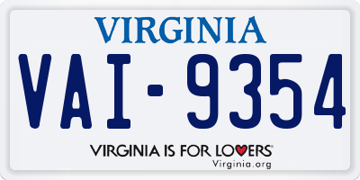 VA license plate VAI9354