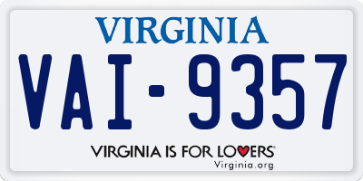 VA license plate VAI9357