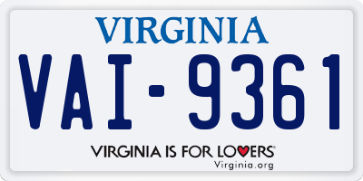 VA license plate VAI9361