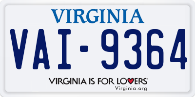 VA license plate VAI9364