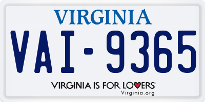 VA license plate VAI9365