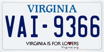 VA license plate VAI9366