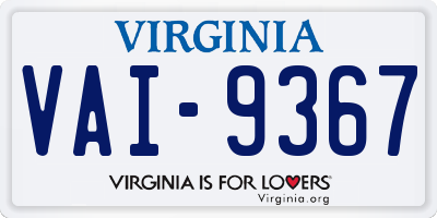 VA license plate VAI9367