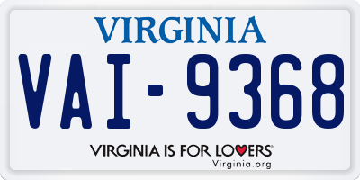 VA license plate VAI9368