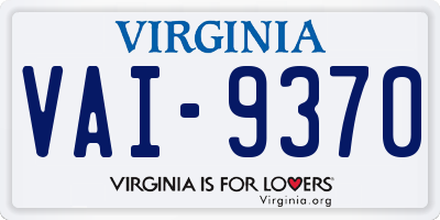 VA license plate VAI9370