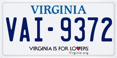 VA license plate VAI9372