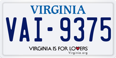 VA license plate VAI9375