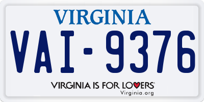 VA license plate VAI9376