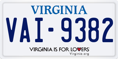 VA license plate VAI9382