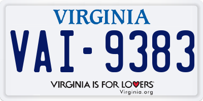 VA license plate VAI9383