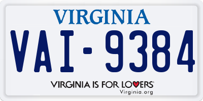 VA license plate VAI9384