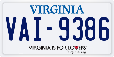 VA license plate VAI9386