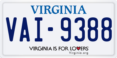 VA license plate VAI9388