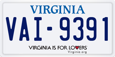 VA license plate VAI9391
