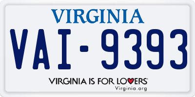 VA license plate VAI9393
