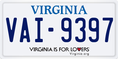 VA license plate VAI9397