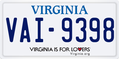VA license plate VAI9398