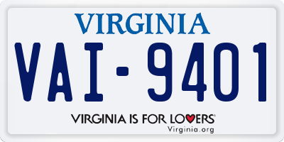 VA license plate VAI9401