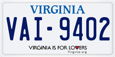 VA license plate VAI9402