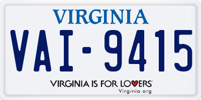 VA license plate VAI9415