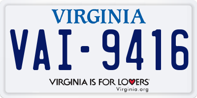VA license plate VAI9416