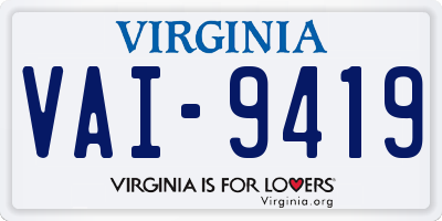 VA license plate VAI9419