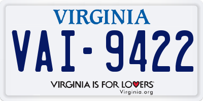 VA license plate VAI9422