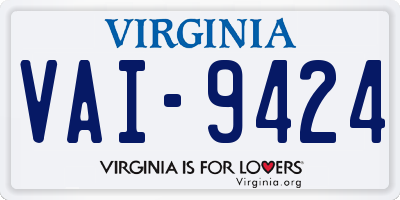 VA license plate VAI9424