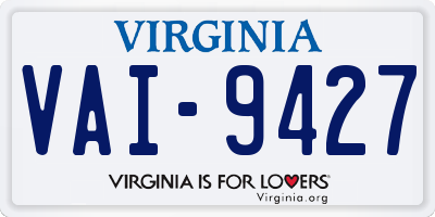 VA license plate VAI9427