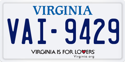 VA license plate VAI9429