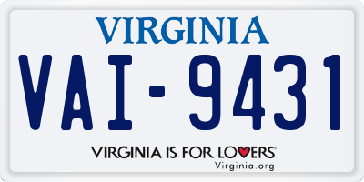 VA license plate VAI9431