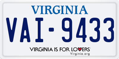 VA license plate VAI9433