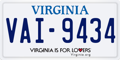 VA license plate VAI9434