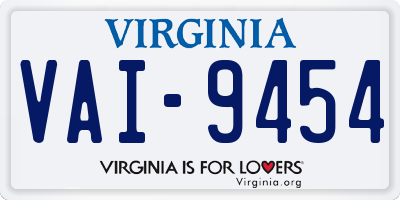 VA license plate VAI9454