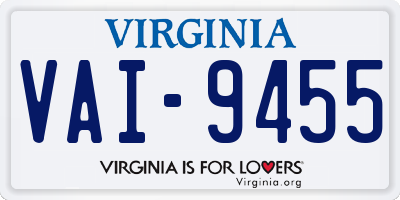 VA license plate VAI9455