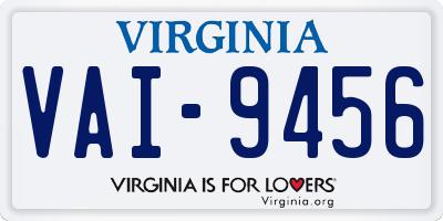 VA license plate VAI9456