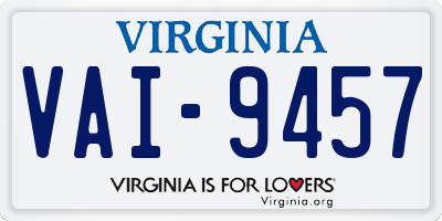 VA license plate VAI9457