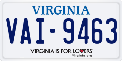 VA license plate VAI9463