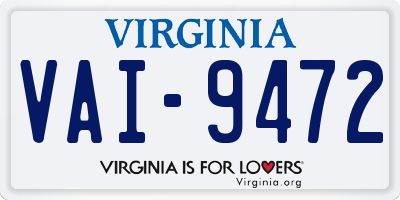 VA license plate VAI9472