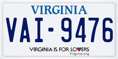 VA license plate VAI9476
