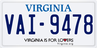 VA license plate VAI9478
