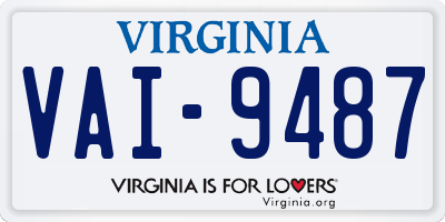 VA license plate VAI9487