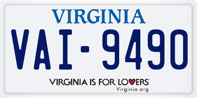 VA license plate VAI9490