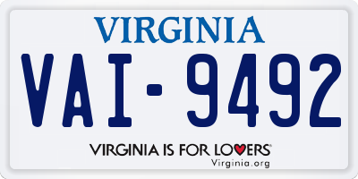VA license plate VAI9492