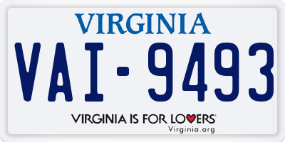 VA license plate VAI9493