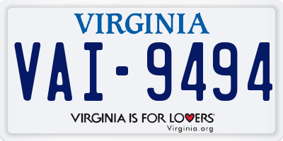 VA license plate VAI9494