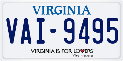 VA license plate VAI9495