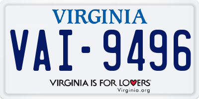 VA license plate VAI9496